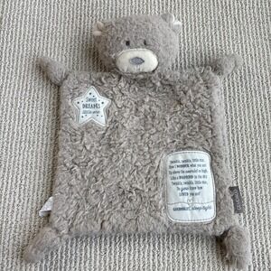 Demdaco Nighty Night Sweet Dreams Bear Blankie Plush Fuzzy Lovey Knotted Rattle